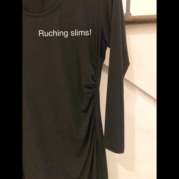 Donna Morgan Black M/Size 8-10 Long Sleeve, Scoop Neck, Stretch Knit Short Dress - Picture 4 of 7